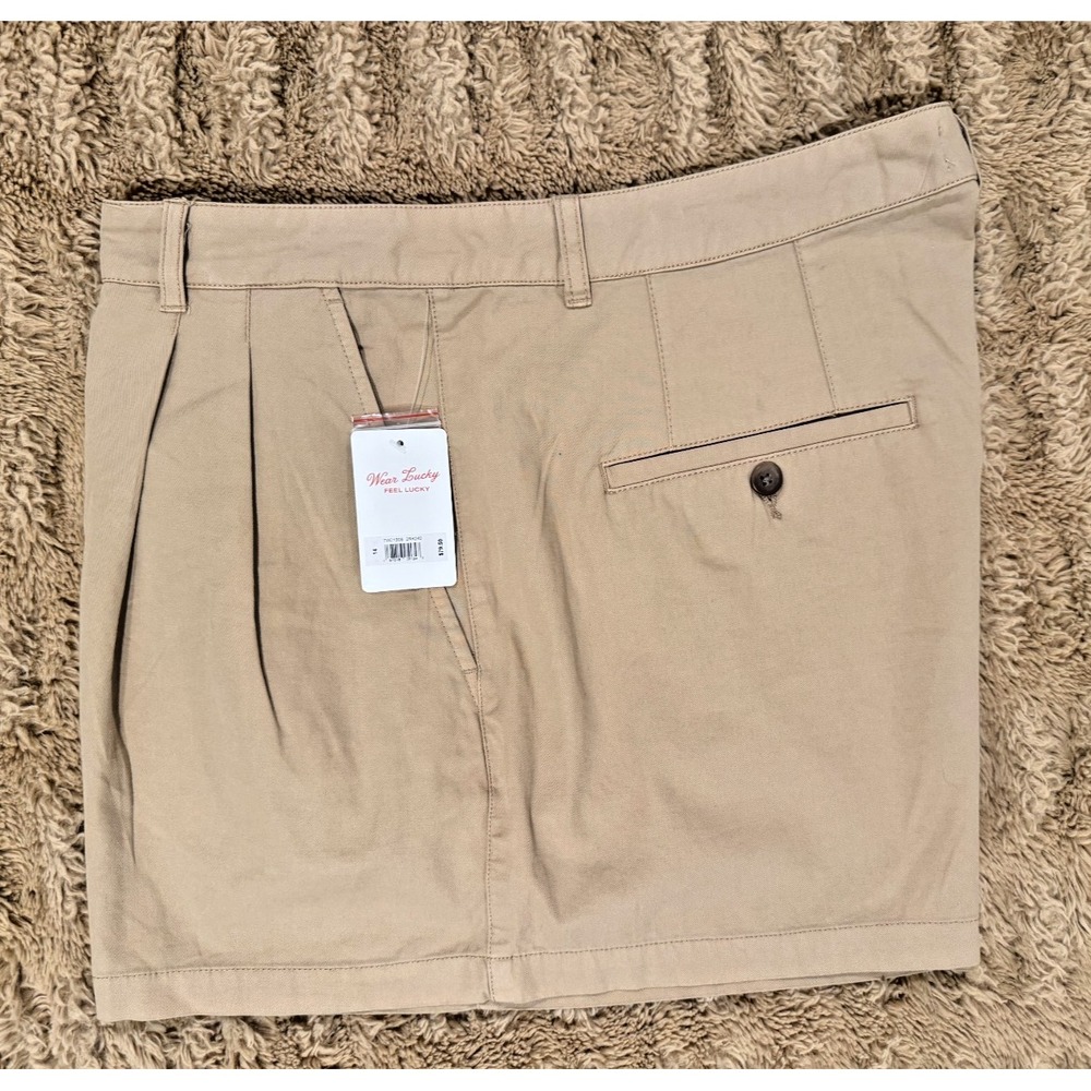 NWT Lucky Brand Pleated Chino Shorts Women's 14 High Rise 3" Inseam Tan Cotton